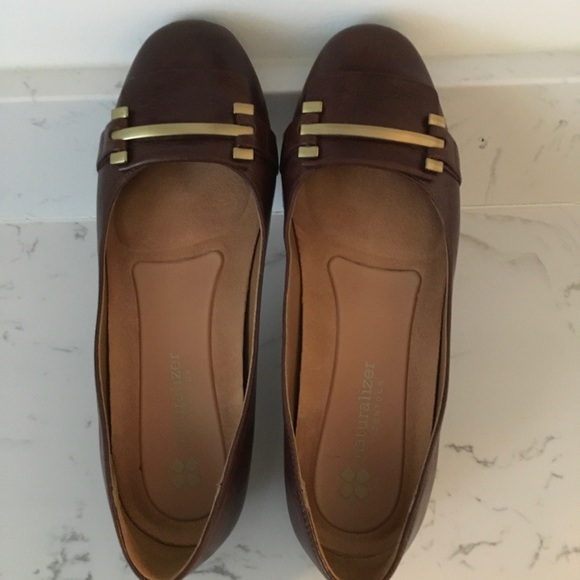 Naturalizer Shoes - Naturalizer Dark Brown Flats with Gold Detailing